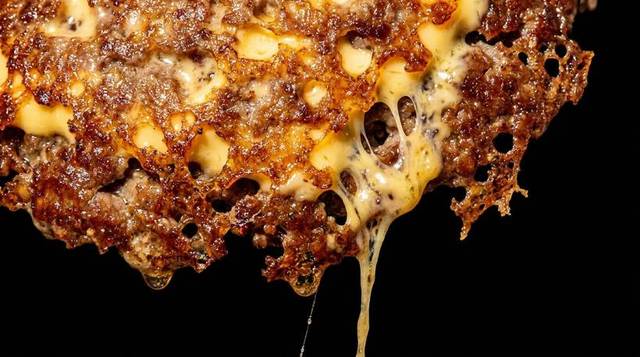 Crispy smash burger edges and a cheese pull